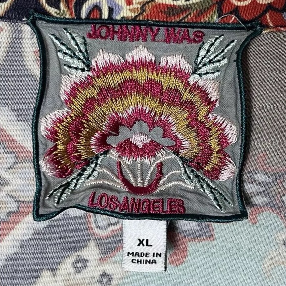 Johnny Was Indi Flower Print Henley Top Sz XL 3/4 Sleeves Floral Bamboo Spandex - Picture 6 of 6